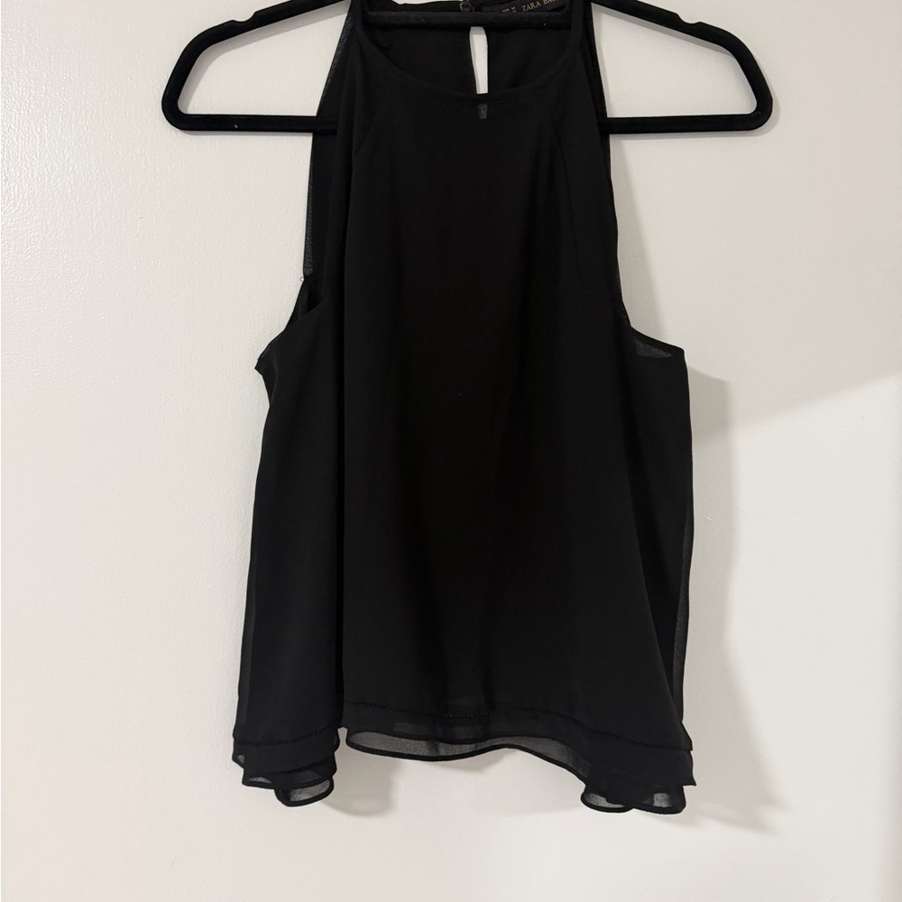 Zara Black Halter-Style Chiffon Camisole